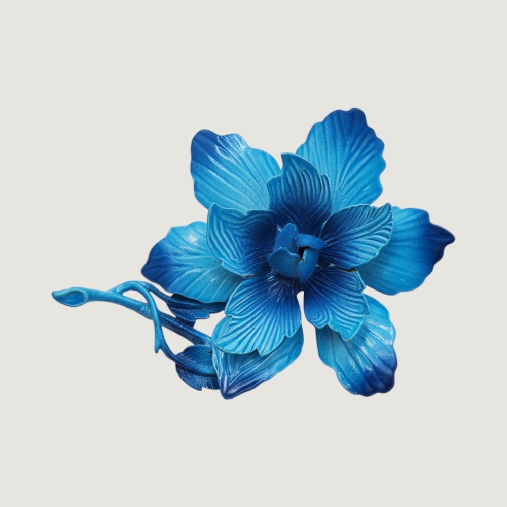 Vintage Hedy Blue Enamel Flower Brooch Mod Pop Art 60s Mid Century Garden